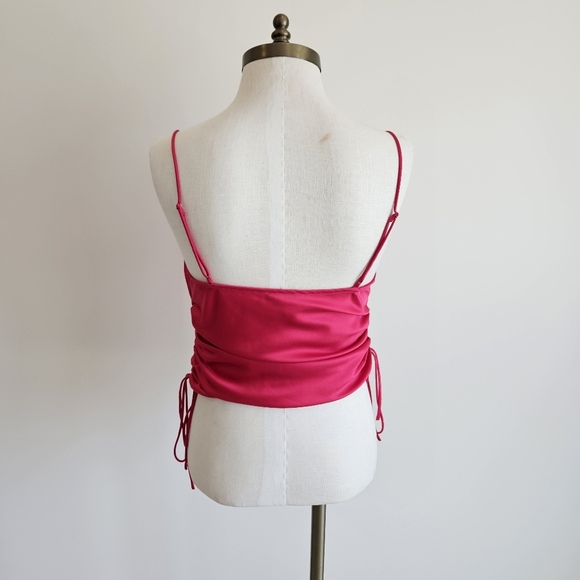 Dynamite Hot Pink Cowl Neck Satin Cami - Picture 3 of 5